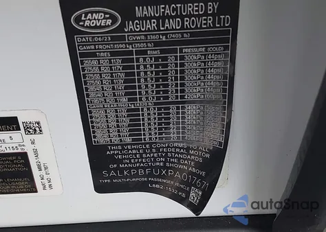 2023 Land Rover Range Rover P400 Se z USA, uszkodzony, nr VIN SALKPBFUXPA078390